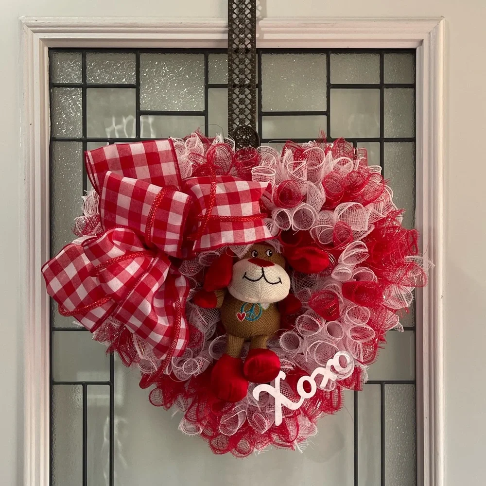 *Valentine's Day Red Heart Dan Dee Plush Wreath for Front Door